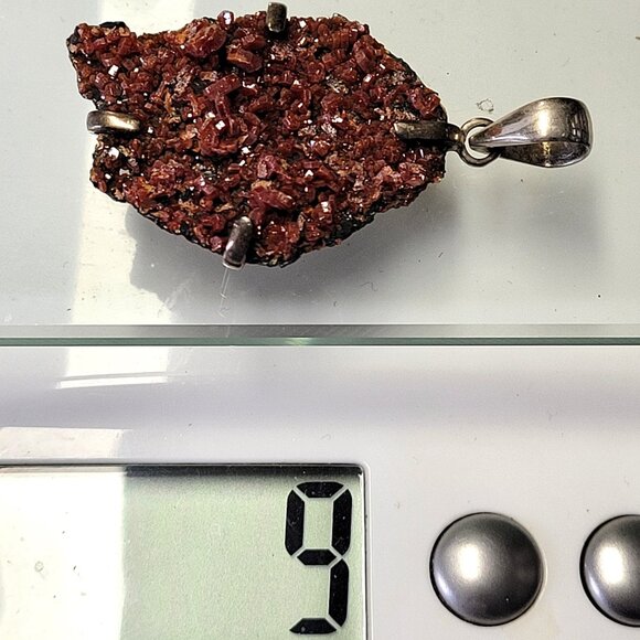 Vanadanite Bright Red Crystal Pendant 925 Sterling Silver - Picture 11 of 13